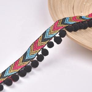 China 20KJ39 Colorful Polyester 3.5cm Pom Pom Ribbon Trim wholesale