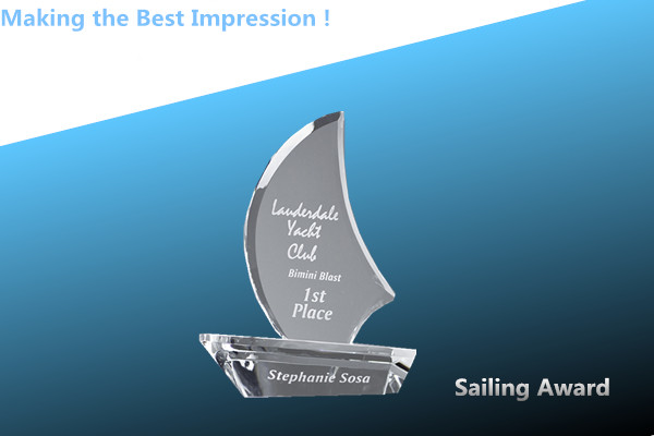 crystal sailboat award/crystal sailboat award/crystal sailing trophy/acrylic