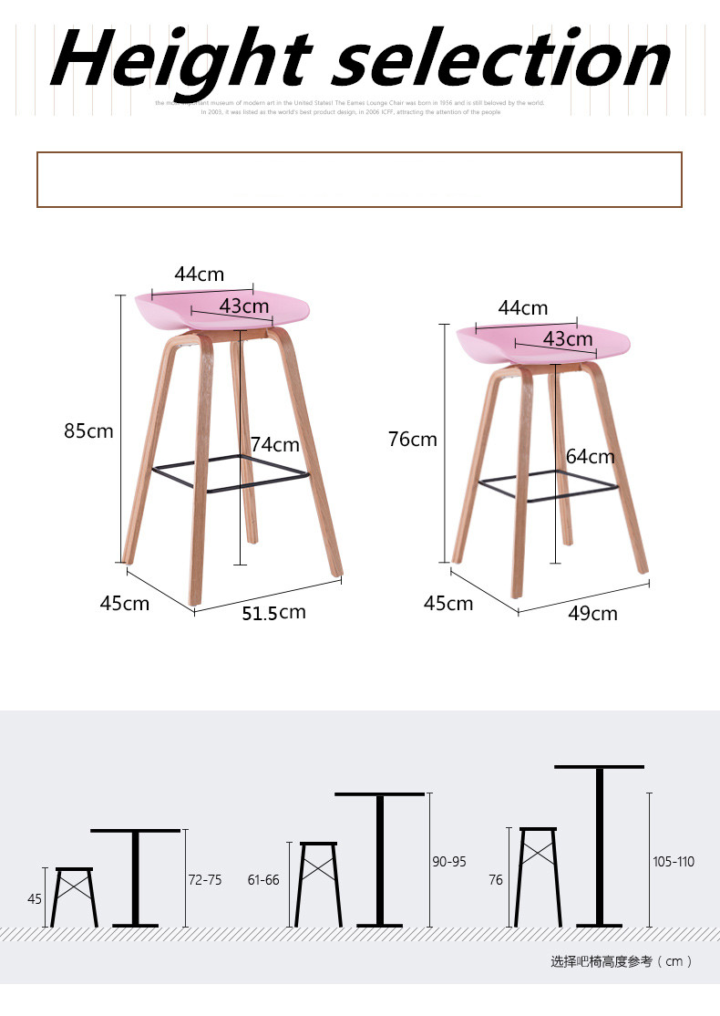 Practical Fashionable Polypropylene Plastic Bar Chairs Multi Colors Optional