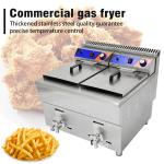 220V Double-tank Gas Deep Fryer Machine for Fast Food Restaurant Stainless Steel