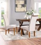 300lb Capacity Beige Dining Chair Sets Of 2 / Padded Fabric Side Chair