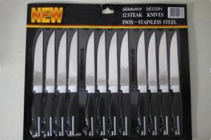 China Germany Design 12pcs Steak Knives With PP Handle Black Color In Blister Card wholesale