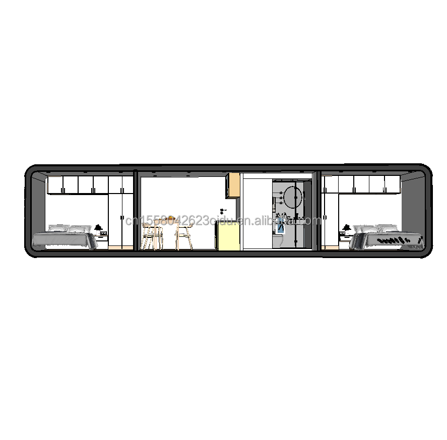 Affordable Family Housing 2 Bedroom Wooden House with Galvanized Steel Square Tube Structure and Garden