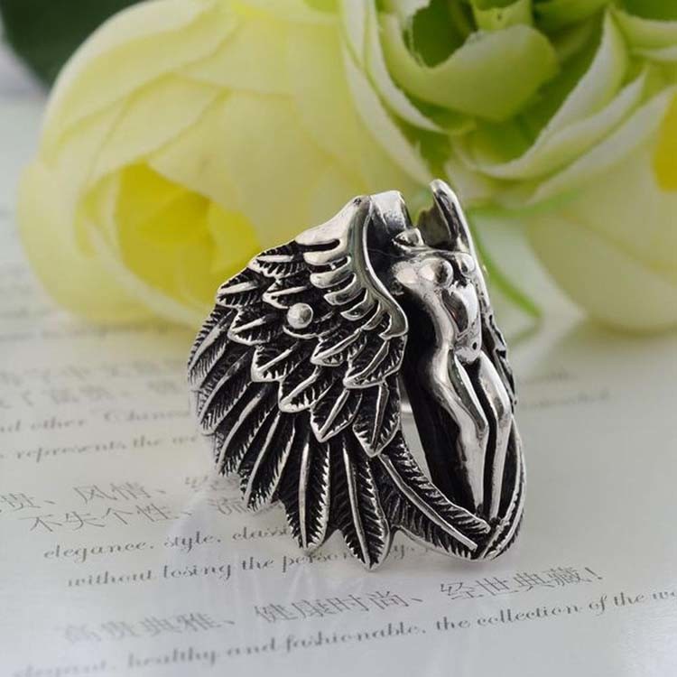 Thai Sterling Silver Angell Style Men's 925 Silver Ring (R6030806)