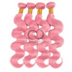 Pink Body Wave Remy Human Hair Bundles Sew In Weave Bundles Brazilian Bundle