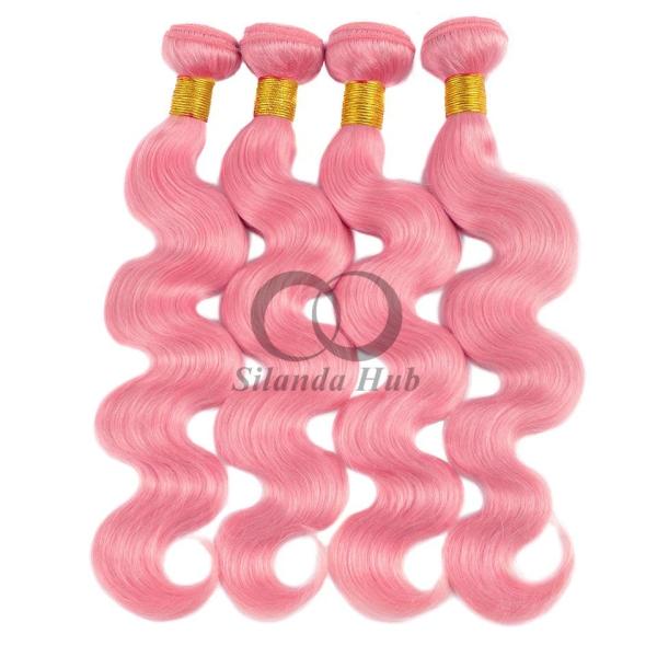 Pink Body Wave Remy Human Hair Bundles Sew In Weave Bundles Brazilian Bundle