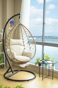 China Cyclamen Patio Garden Rattan Egg Garden Swing Chair Single 196*105CM wholesale