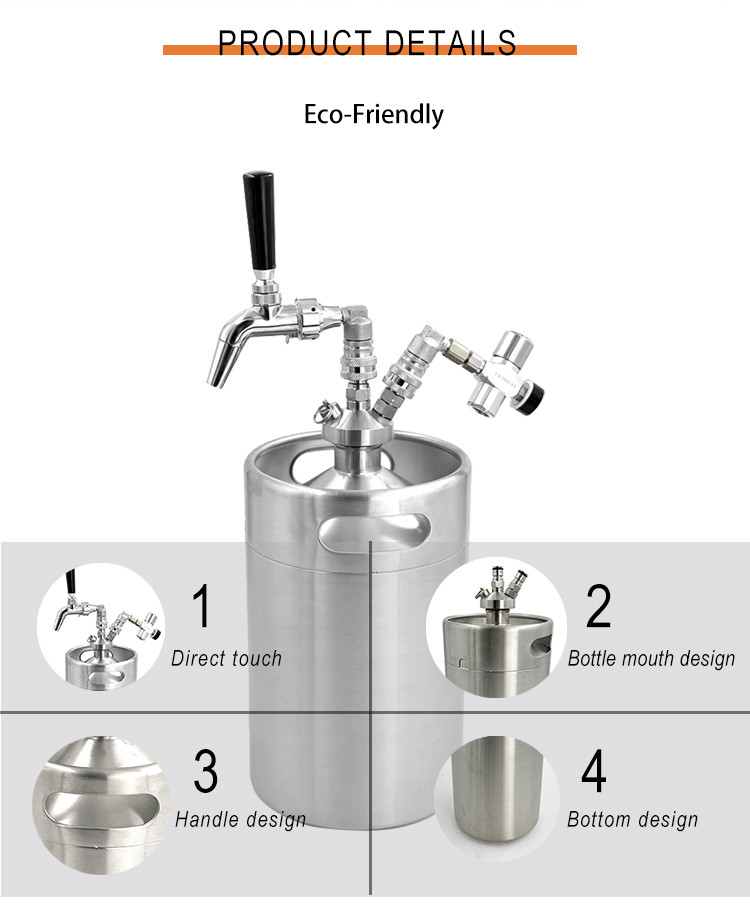4L Vacuum Ball Lock Mini Keg CO2 Pressurised Soda Keg Dispenser