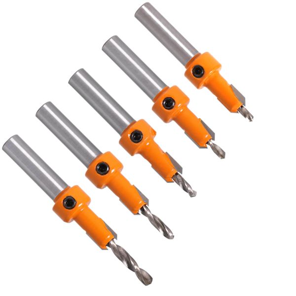 Yingba Hot Selling 8mm HSS Countersink Woodworking Router Bit Set Counterbore Drills with Screw Extractor Milling Cutter