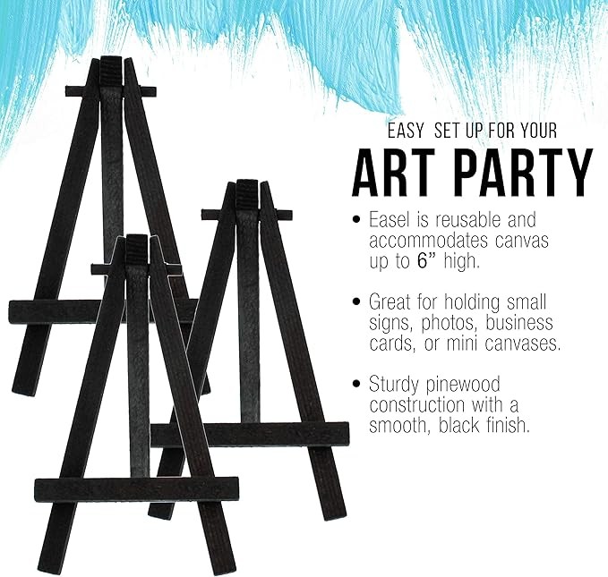 Small black wooden easel stand A Frame tripod stand Holder For Canvases Photos