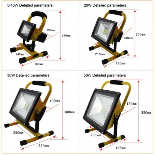 COB Outside LED Flood Lights 50w Rechargeable Led Work Lights