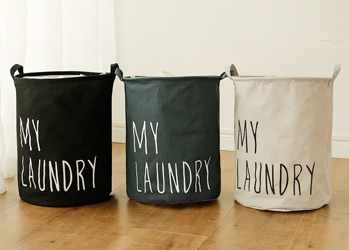 Puting Foldable canvas washing laundry clothes basket toy storage bag large box customized my laundry blue grey black