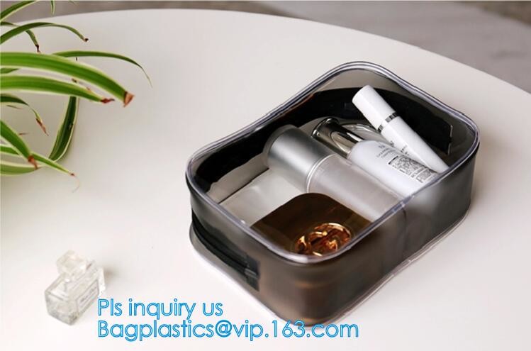 Promotion reusable clear printed transparent zipping storage cosmetic toiletry pvc makeup bag for travel make up, handle