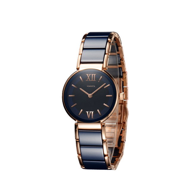 Black Vogue Ceramic Woman's Wrist Watch Fashion Custom Logo Area