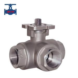 China 1000PSI Stainless Steel 3 Way Ball Valve Female Threaded Ball Valve Mounting Pad wholesale