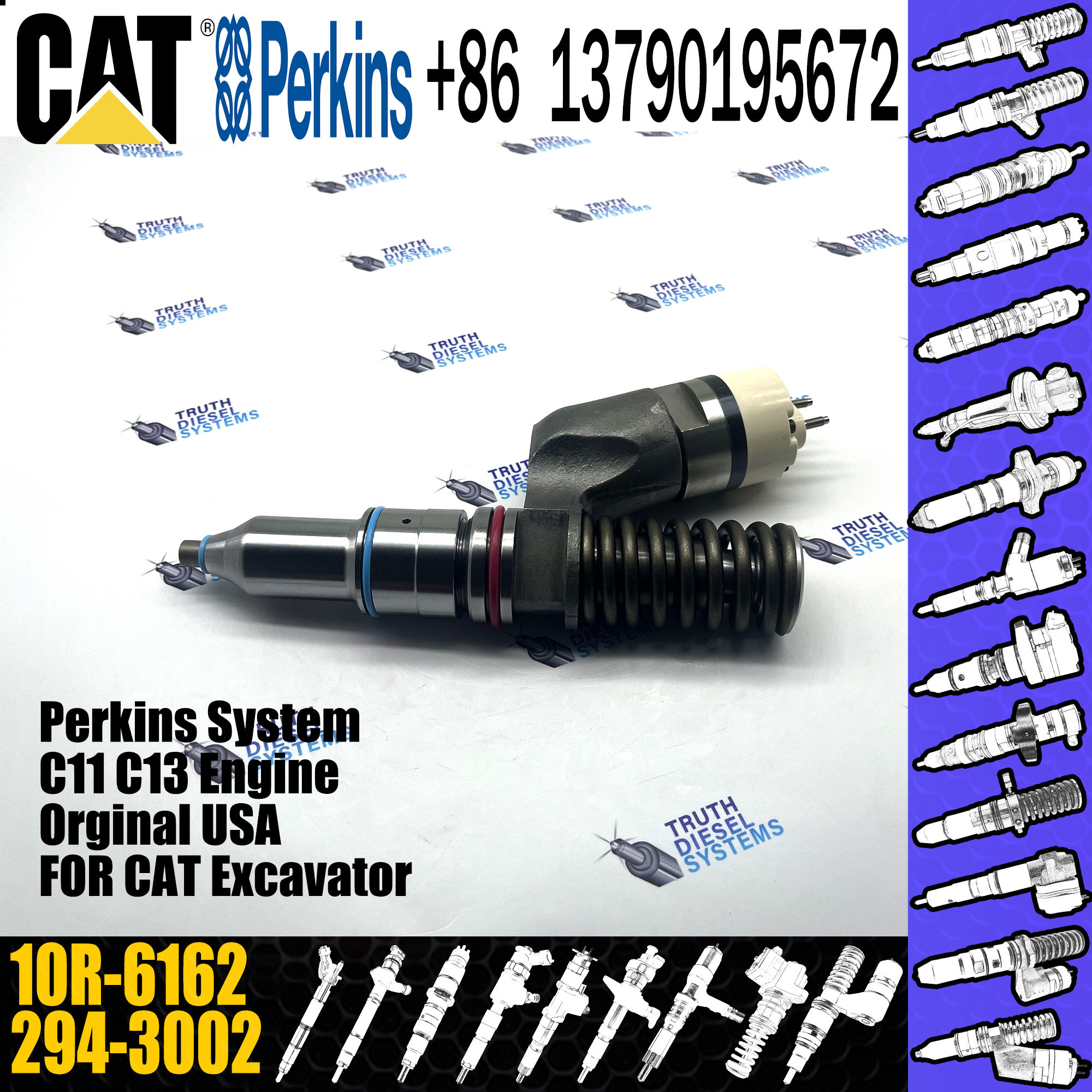 DIGEER high-end product superior materials C13 Common Rail Diesel Fuel Injector 294-3002 for CAT diesel engine 10R-6162
