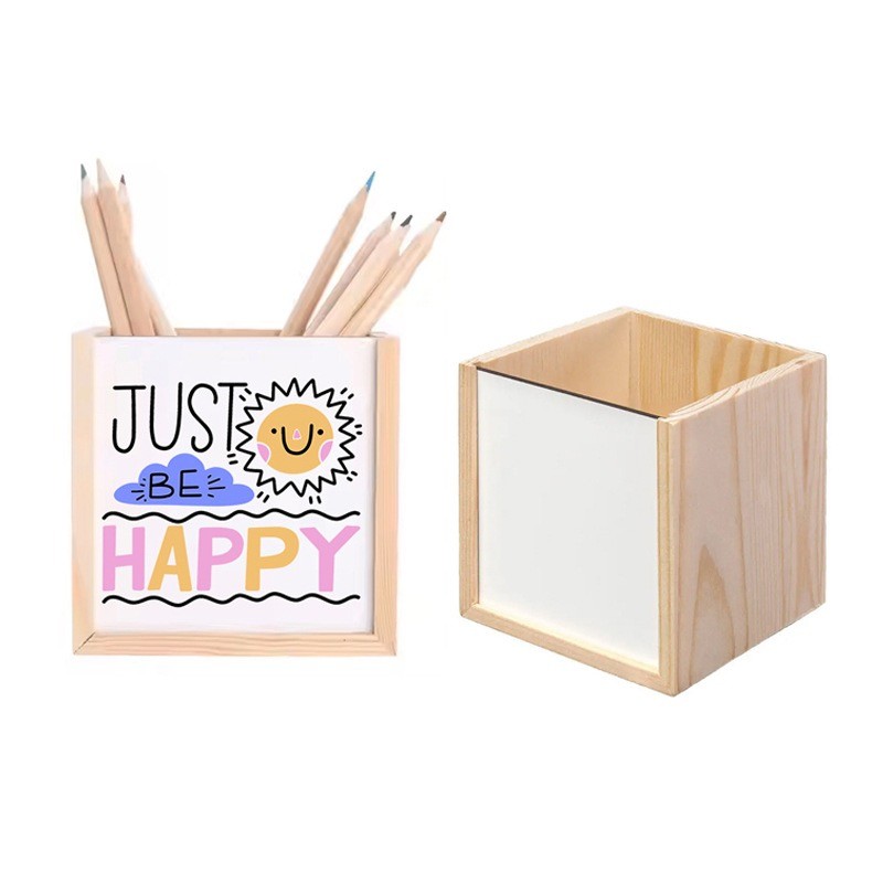 Customized Sublimation Printing Wooden Pen Holder Gift For Students