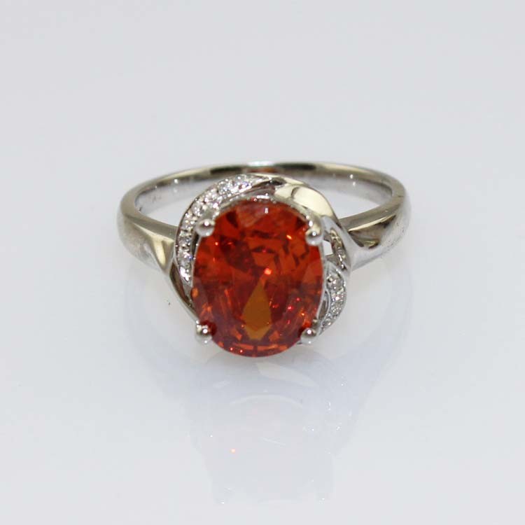 Fashion Jewelry 925 Silver 8mmx10mm Oval Citrine Cubic Zircon Ring (R131)