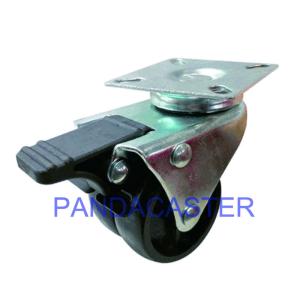 China 70Kg 155Lbs Light Duty Casters Black Double Wheel Swivel Brake Caster wholesale