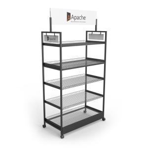 China Q235 Retail Wire Display Racks Metal Free Standing Wire Display Racks With Wheels wholesale