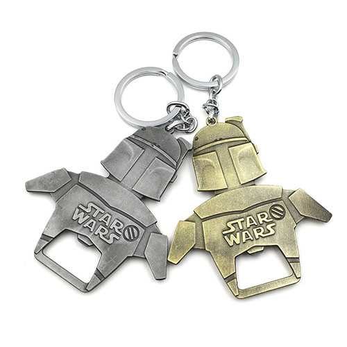 Die casting cool innovative star wars 2D souvenir beer bottle opener keychain, copper and bronze plating.