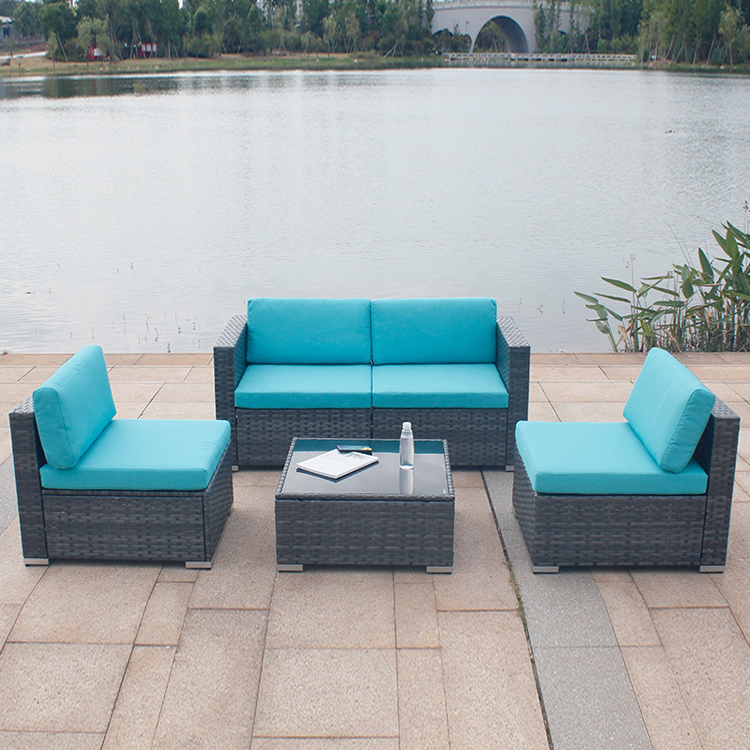 Outdoor Indoor Patio Garden Balcony Pool Furniture Woven Rattan Sectional Modular Set