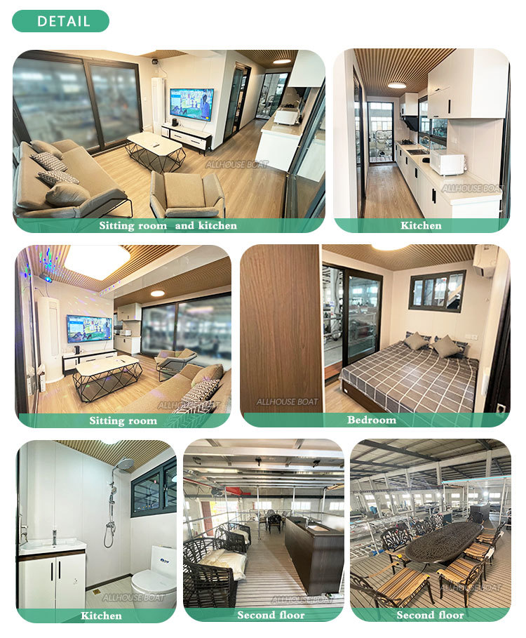 11.5m Aluminum Floating Boat Hotel Double Decker With Living Room