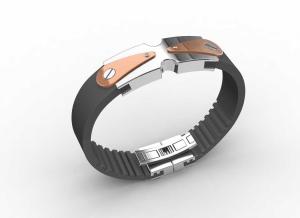 China Top Quality Europe Fashion Stainless Steel Genuine Leather Silicone Bangle Bracelet ADB92 wholesale