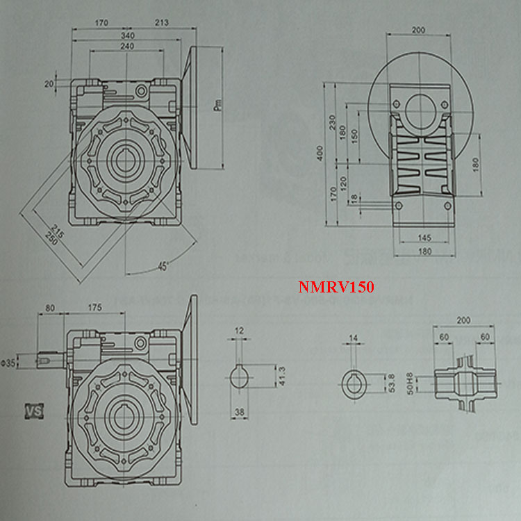 Planetary Helical Bevel Worm Speed Reducer Gearbox Transmission