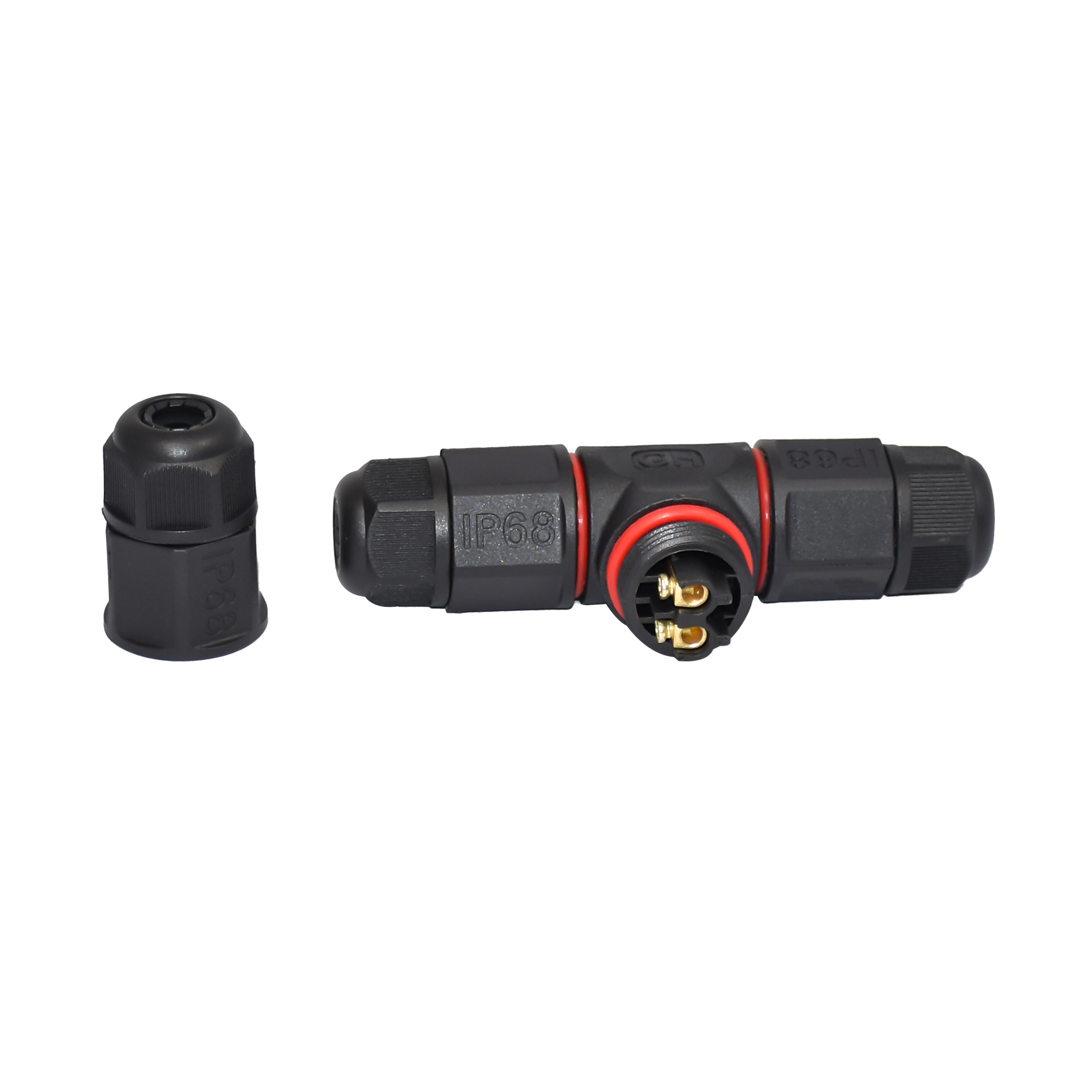 M20 2 PIN Outdoor IP67 T Type Waterproof Power Cable Connector 2 Pin To Dual 2 Pin