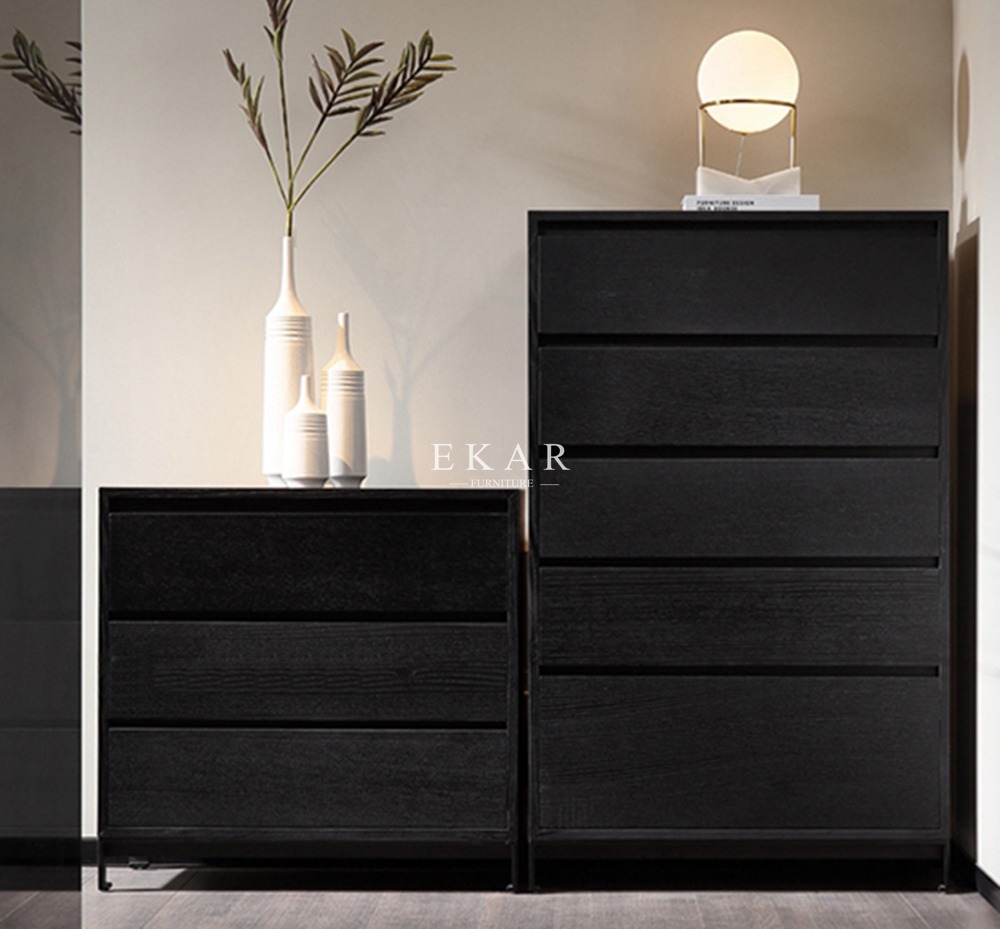 Metal Legs Storage Cabinet MDF 3 Drawer Chest