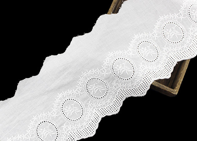 14CM Width Cotton Lace Trim Edging With Floral Pattern Scalloped Via OEKO TEX
