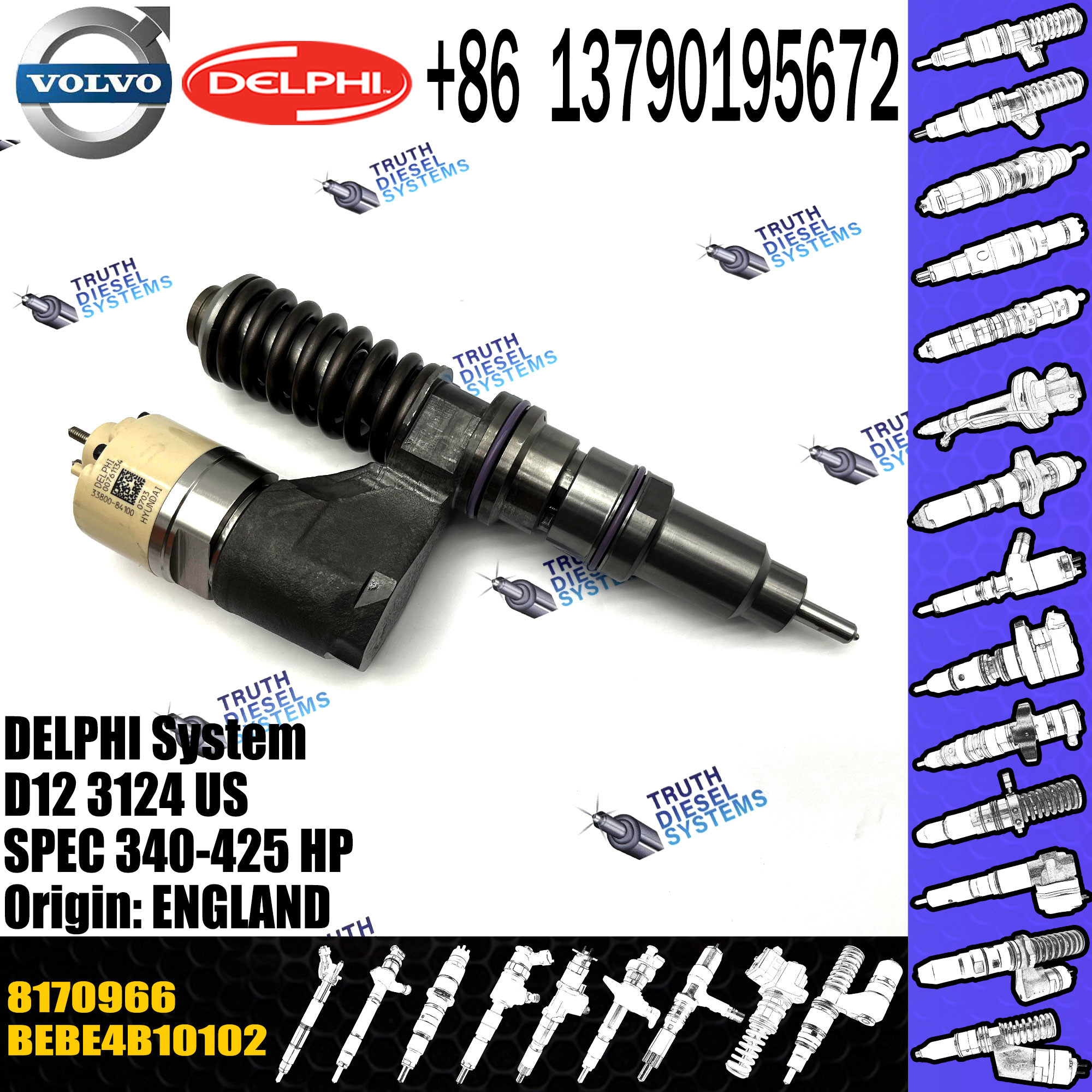 Brand New 8113180 8170966 BEBE4B10002 BEBE4E10002 EUI Electric Unit FH12 FM12 Euro 2 Engine Diesel Fuel Injector