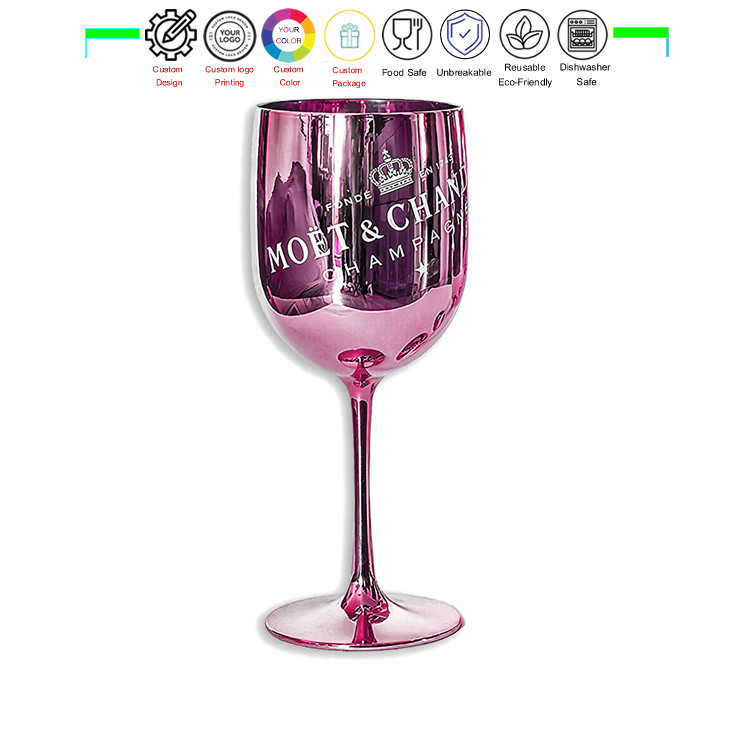 Gold Moet Chandon Plastic Coupe Glasses Acrylic Champagne Flutes 15.5oz