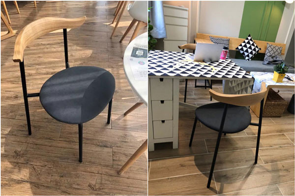 New Horn Metal Frame Dining Chairs Black Legs Fashion Restaurant 41x47x78cm