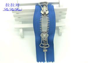 China Y Type Teeth Heavy Duty Brass Zippers , 30 Inch Gold Metal Zipper Purple / Pink Tape wholesale