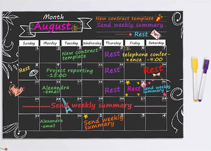 Dry Erase Chalkboard Magnetic Weekly Planner, Kitchen Fridge Magnet Calendar