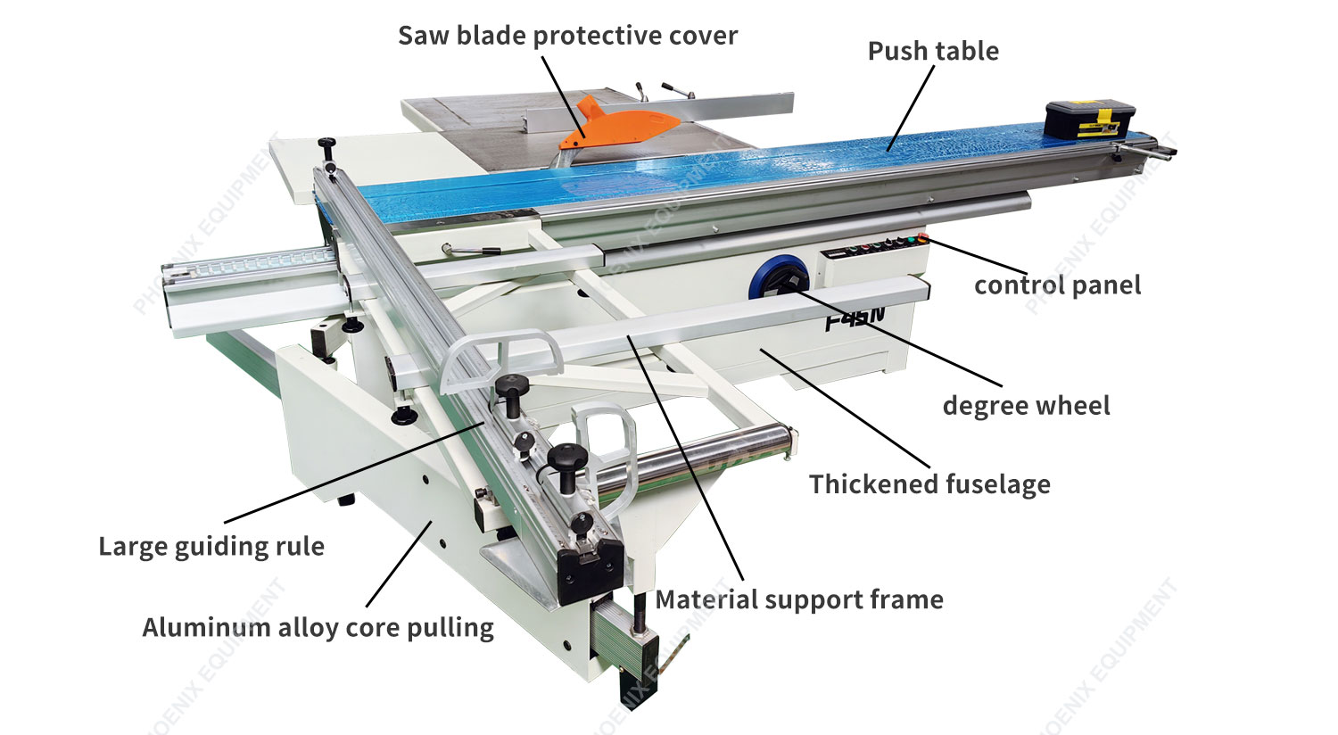 3200*425mm Sliding Table Length * Width F45N Woodworking CNC Precision Saw 45 Degree