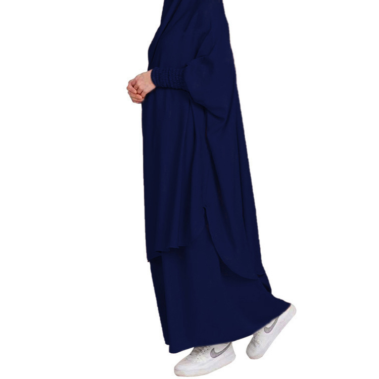 Arab Malay Abaya Women Turkey Robe Muslim Prayer Dress Solid Color Plus-Size