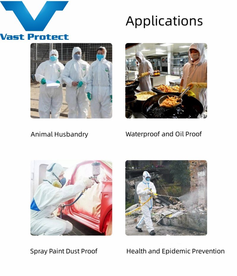 En ISO 13982 Disposable Breathable Soft Waterproof Microporous Protective Coverall