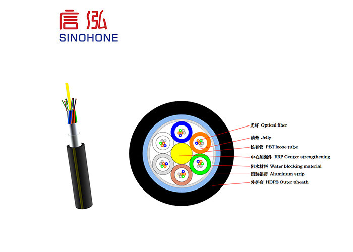 Loose Stranding Tube Armored Fiber Optic Cable Aluminum Polyethylene Sheathed