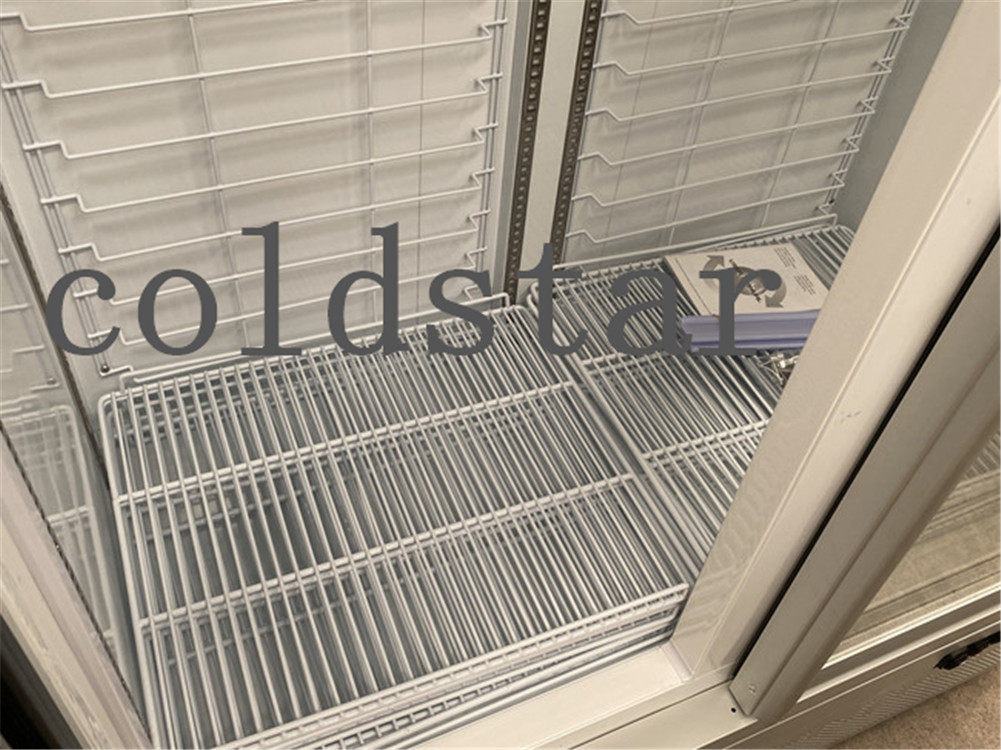 Commercial upright glass door freezer, auto defrost frozen food display refrigerator