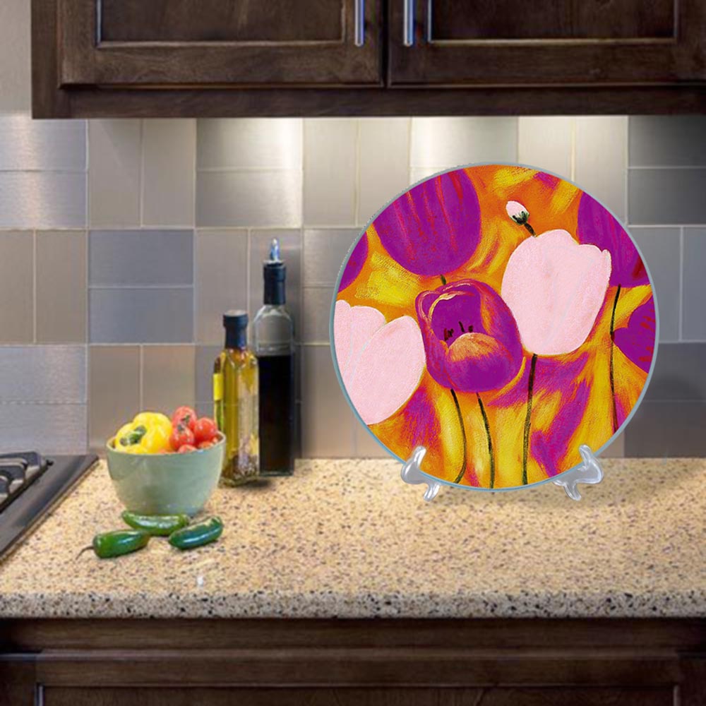 White Glass Round and Square Cutting Board Placemat for Customized Color Dining Table