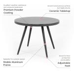 Aluminum Outdoor Dining Set for 4 Person Round Table and Armchair Garden