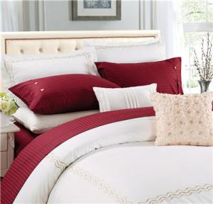 China Sateen Stripe Polyester Cotton Egyptian Cotton 4pcs Bedsheets wholesale