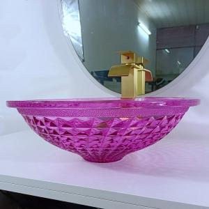 China Crystal Glass 12mm Purple Glass Sink Bowl For Restroom 140mm Height Modern wholesale
