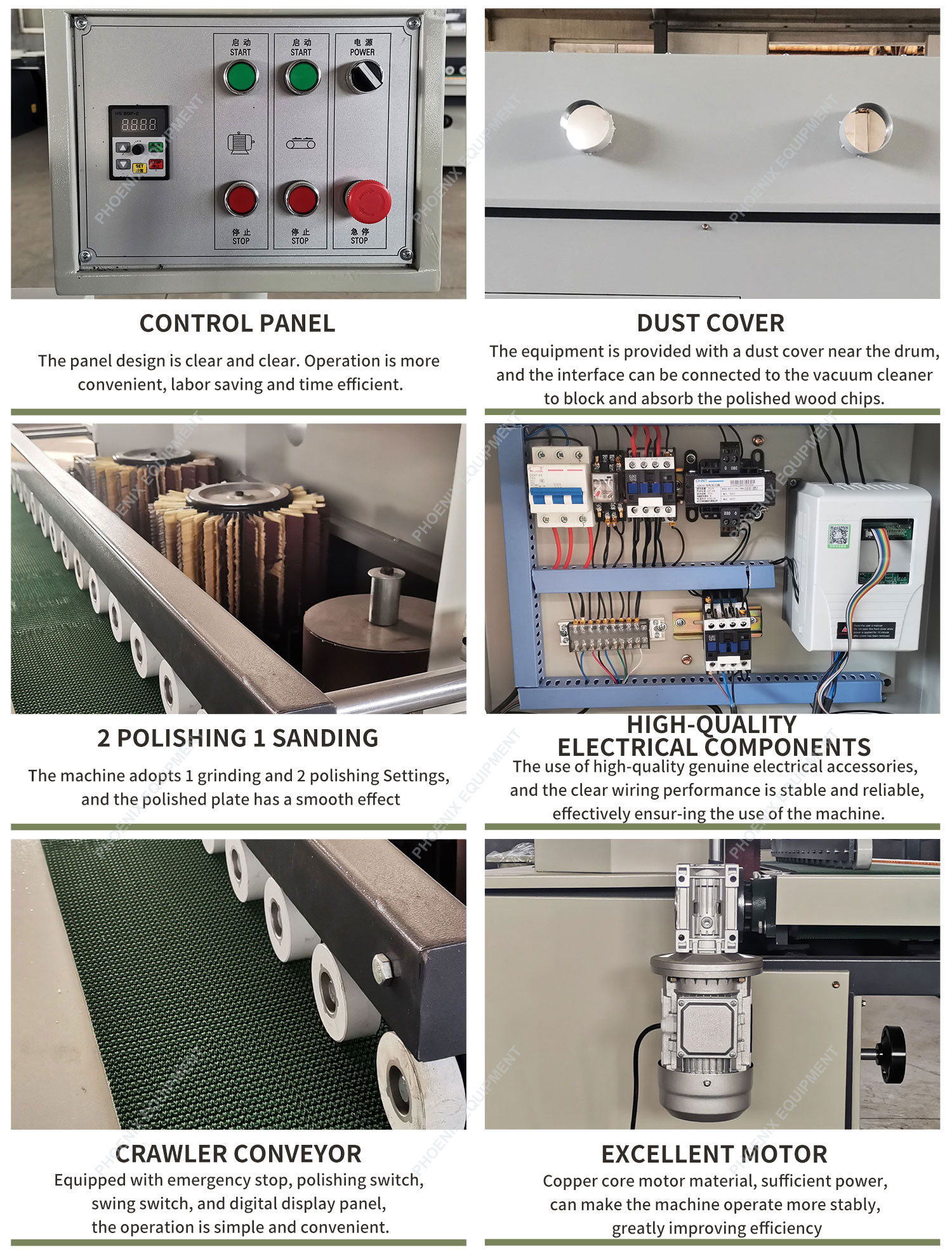PM40D Automatic Single Side Polishing Machine Furniture Processing 5-100mm Thickness