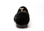 Luxury Mens Velvet Loafers Strap Casual Style Black Velvet Suede Shoes