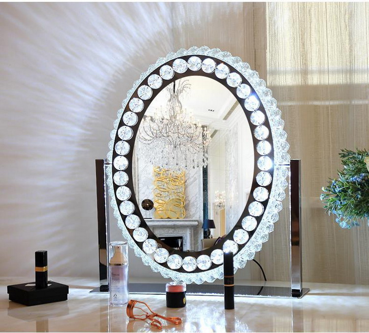 Heart Crystal Vanity Mirror Led Magnifying Mirror ODM