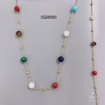 Unique brand colorful beads chain necklace set jewelry stainless steel bangle